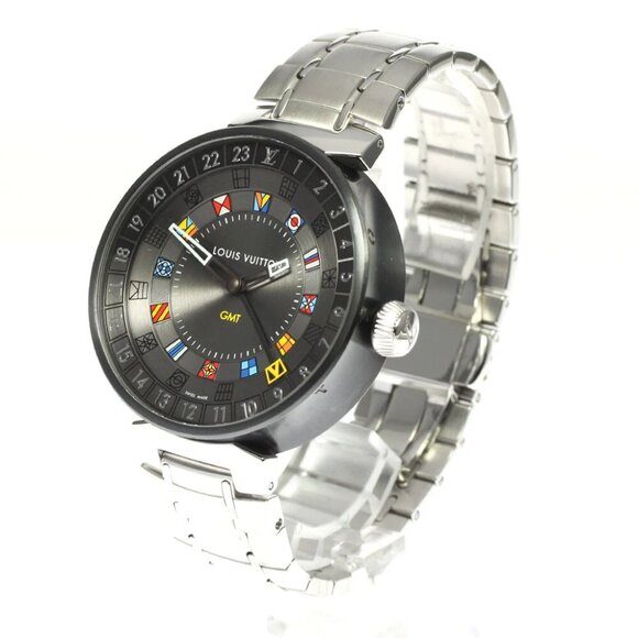 LOUIS VUITTON Tambour Moon Dual Time QA097 GMT Quartz Men's Watch_812164 - Picture 1 of 7